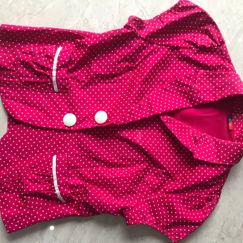 New! COTTON Hot Pink & White POLKA DOT Blazer Women's SMALL